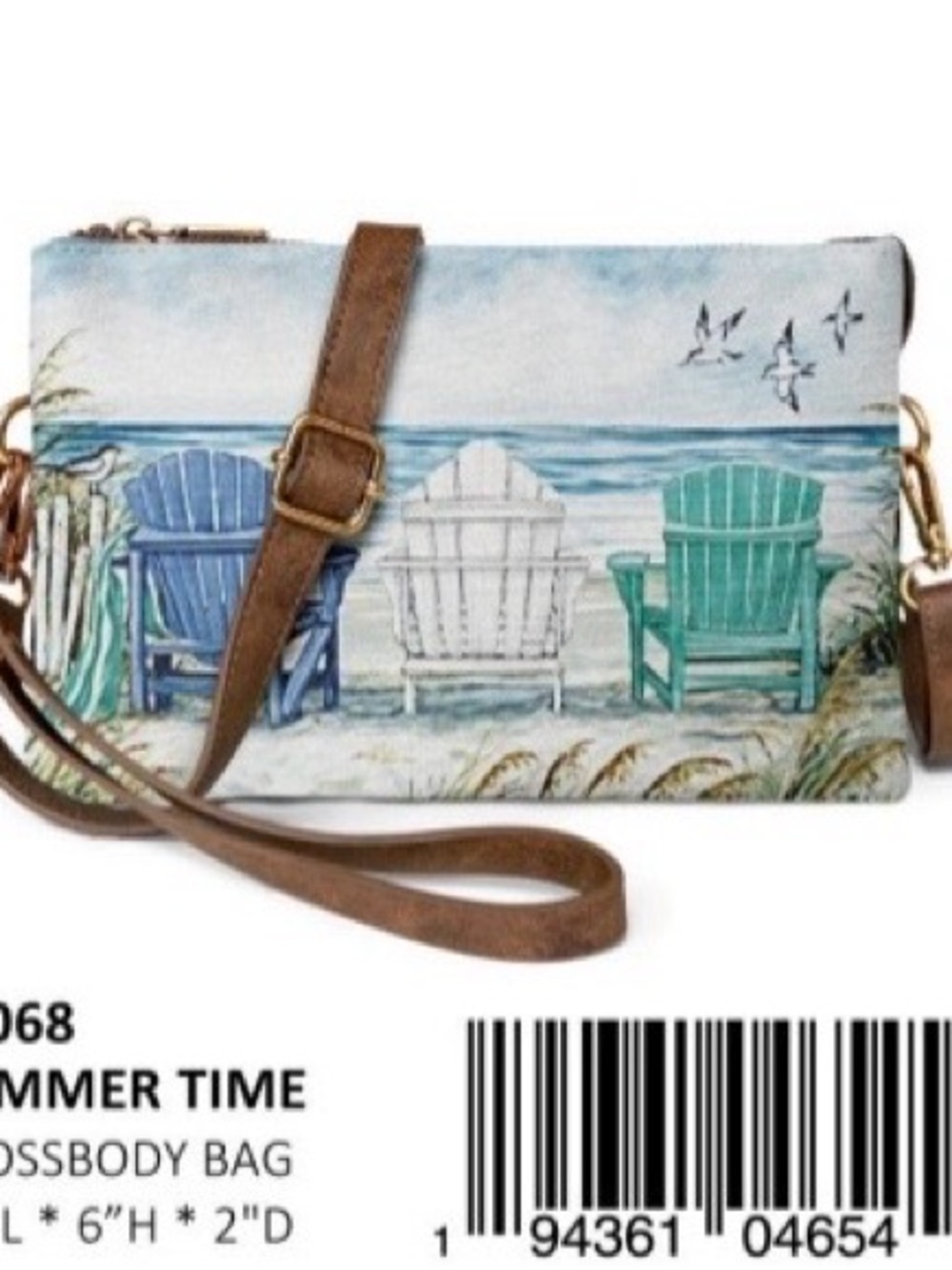 Coastal Beach Crossbody Bag Wristlet Summer Blue Green Canvas Seaside Clutch NWT - Picture 7 of 8